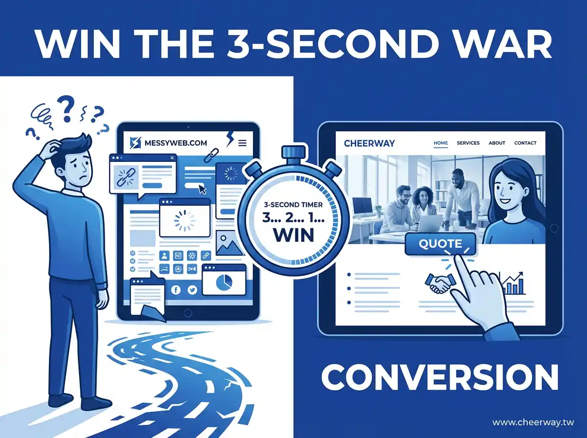 B2B網站首頁設計法則，三秒留住採購！